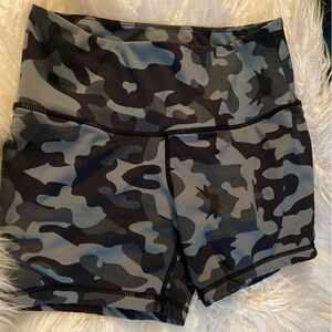 Black and Gray Camouflage Bike Shorts with Elastic Waistband